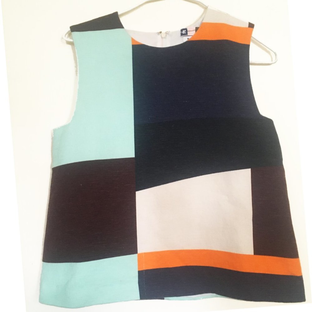 MSGM Colorblock Mod Geometric Print Sleeveless top
